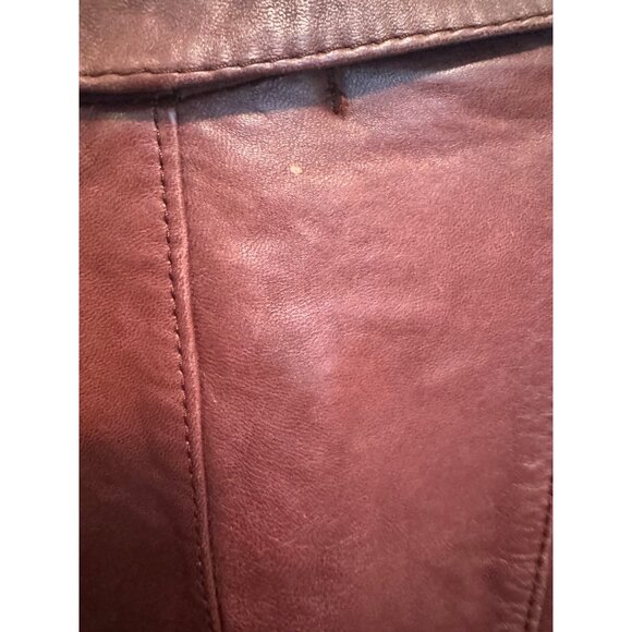 Vintage  Leather Jacket Womens Size 38 Burgundy Full Zip Made In Spain - Picture 9 of 9